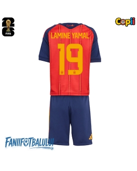 Spania Lamine Yamal #19 Echipament de Fotbal Replică Mondial 2026 Copii Acasa (+ Șorturi)